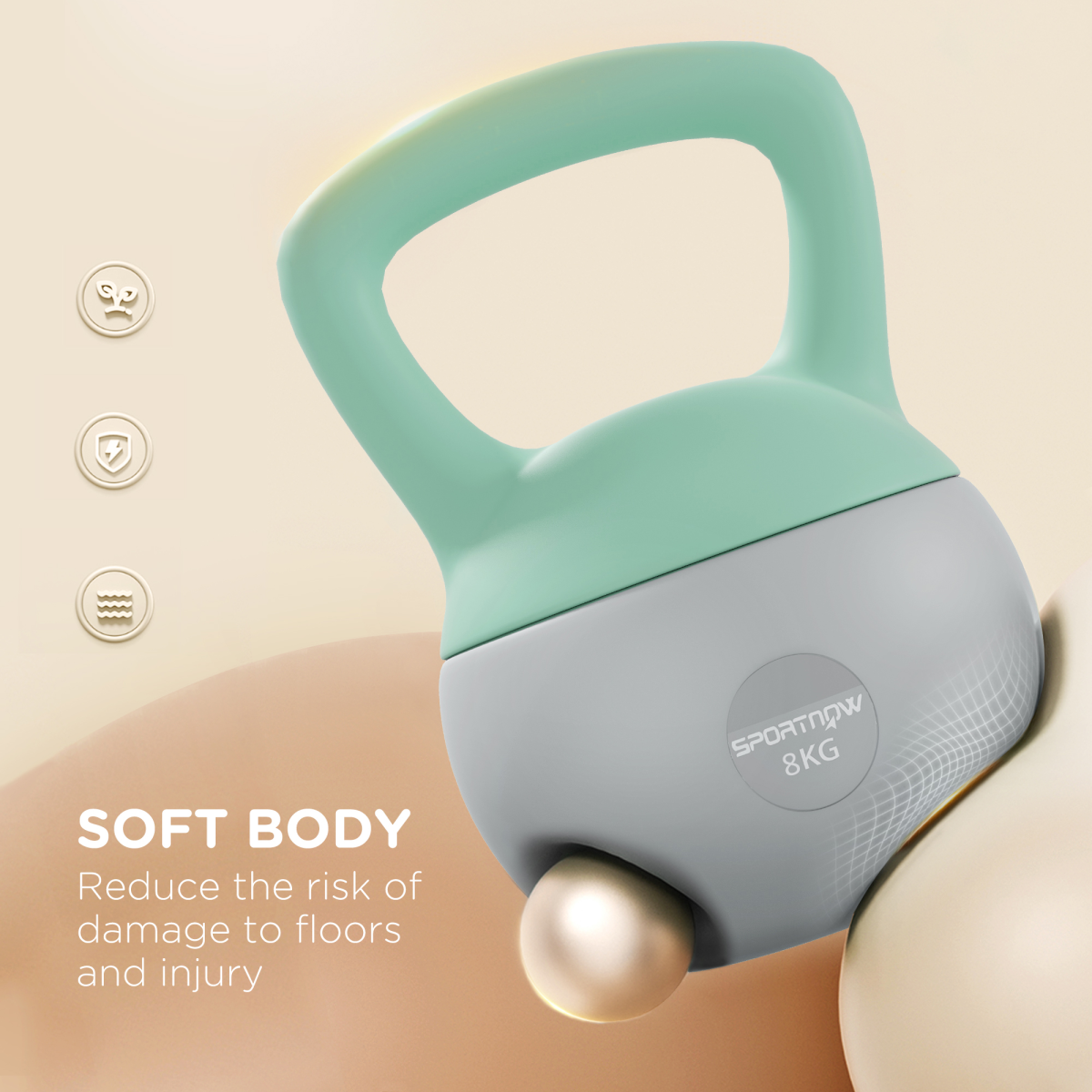 8 kg Soft Kettlebell – Grey & Green