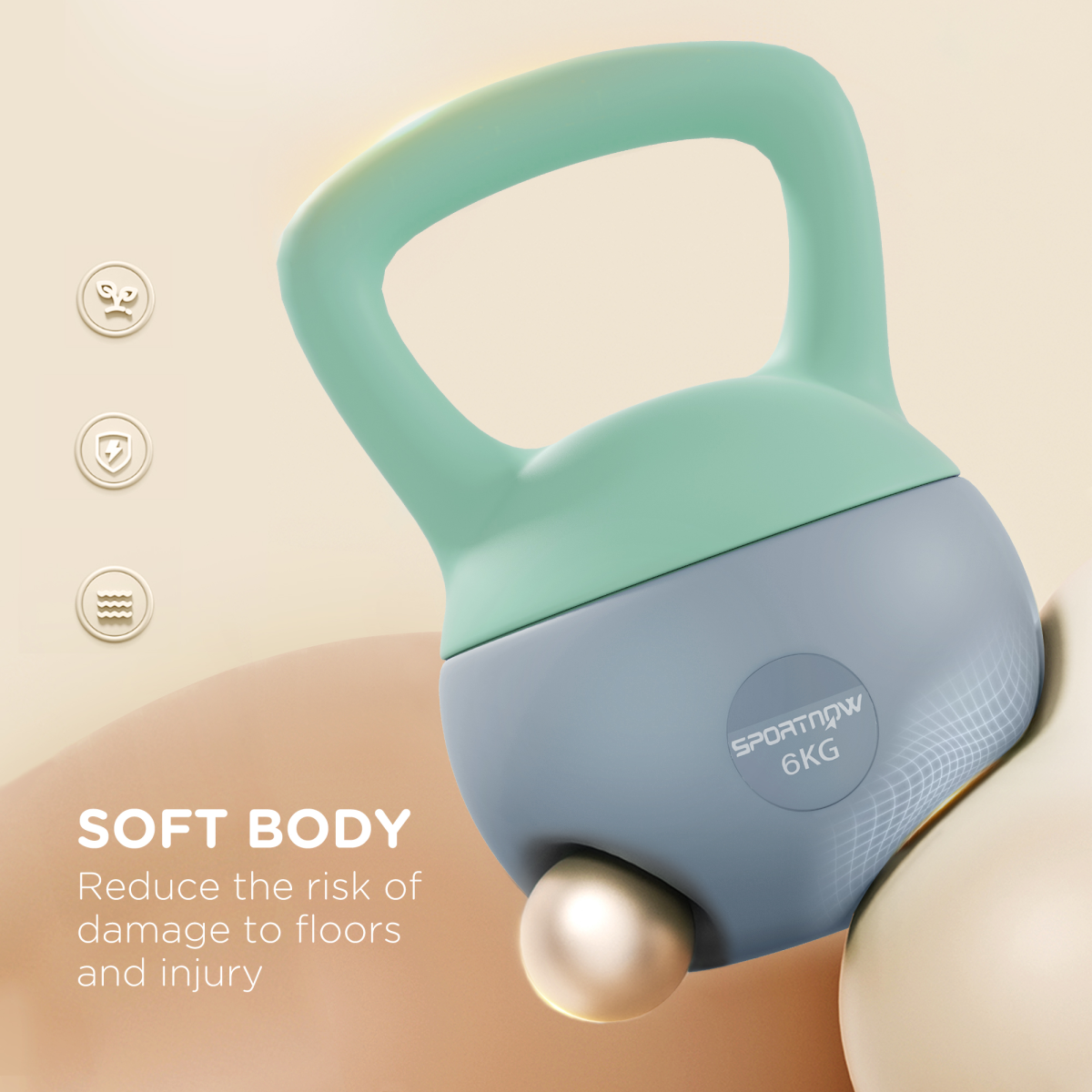 6 kg Soft Kettlebell – Grey & Green